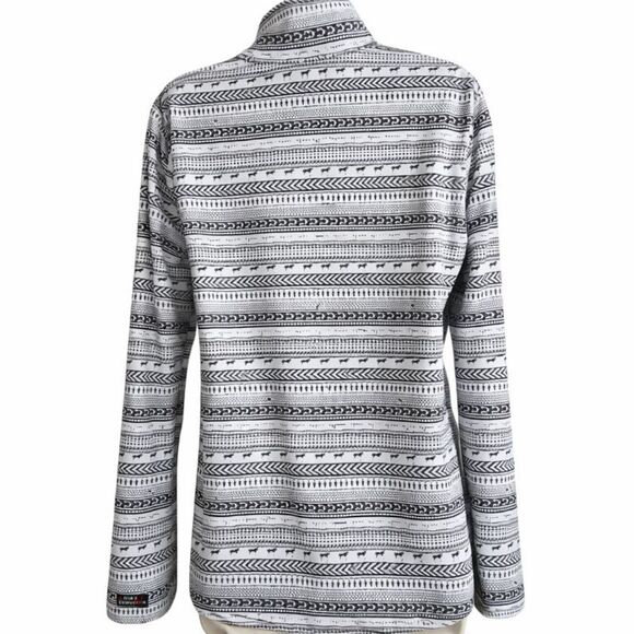 Kerrits Equestrian Zip Up Riding Jacket Top Large Black White Long Sleeve Print - Picture 8 of 13